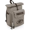 PICNIC TIME NFL Carmel Roll Top Picnic Backpack Cooler, Canvas Cooler Bag, Picnic Basket Set with Cooler Backpack, (Gray)(Green Bay Packers)