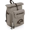 PICNIC TIME NFL Carmel Roll Top Picnic Backpack Cooler, Canvas Cooler Bag, Picnic Basket Set with Cooler Backpack, (Gray)(Los Angeles Rams)