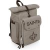 PICNIC TIME NFL Carmel Roll Top Picnic Backpack Cooler, Canvas Cooler Bag, Picnic Basket Set with Cooler Backpack, (Gray)(New Orleans Saints)
