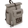 PICNIC TIME NFL Carmel Roll Top Picnic Backpack Cooler, Canvas Cooler Bag, Picnic Basket Set with Cooler Backpack, (Gray)(New York Giants)