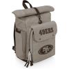 PICNIC TIME NFL Carmel Roll Top Picnic Backpack Cooler, Canvas Cooler Bag, Picnic Basket Set with Cooler Backpack, (Gray)(San Francisco 49ers)