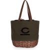 PICNIC TIME NFL Coronado Canvas and Willow Basket Tote, Picnic Tote Bag, Beach Tote, (Khaki Green with Beige Accents)(Chicago Bears)