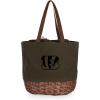 PICNIC TIME NFL Coronado Canvas and Willow Basket Tote, Picnic Tote Bag, Beach Tote, (Khaki Green with Beige Accents)(Cincinnati Bengals)