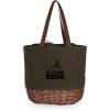 PICNIC TIME NFL Coronado Canvas and Willow Basket Tote, Picnic Tote Bag, Beach Tote, (Khaki Green with Beige Accents)(Cleveland Browns)