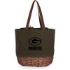 PICNIC TIME NFL Coronado Canvas and Willow Basket Tote, Picnic Tote Bag, Beach Tote, (Khaki Green with Beige Accents)(Green Bay Packers)