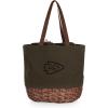 PICNIC TIME NFL Coronado Canvas and Willow Basket Tote, Picnic Tote Bag, Beach Tote, (Khaki Green with Beige Accents)(Kansas City Chiefs)