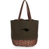 PICNIC TIME NFL Coronado Canvas and Willow Basket Tote, Picnic Tote Bag, Beach Tote, (Khaki Green with Beige Accents)(New England Patriots)