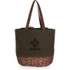 PICNIC TIME NFL Coronado Canvas and Willow Basket Tote, Picnic Tote Bag, Beach Tote, (Khaki Green with Beige Accents)(New Orleans Saints)