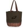 PICNIC TIME NFL Coronado Canvas and Willow Basket Tote, Picnic Tote Bag, Beach Tote, (Khaki Green with Beige Accents)(Philadelphia Eagles)