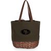 PICNIC TIME NFL Coronado Canvas and Willow Basket Tote, Picnic Tote Bag, Beach Tote, (Khaki Green with Beige Accents)(San Francisco 49ers)