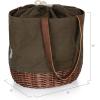 PICNIC TIME NFL Coronado Canvas and Willow Basket Tote, Picnic Tote Bag, Beach Tote, (Khaki Green with Beige Accents)(Tampa Bay Buccaneers)