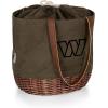 PICNIC TIME NFL Coronado Canvas and Willow Basket Tote, Picnic Tote Bag, Beach Tote, (Khaki Green with Beige Accents)(Washington Commanders)