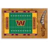 PICNIC TIME NFL Football Field Icon Glass Top Cutting Board & Knife Set, (Parawood & Bamboo)(Washington Commanders)