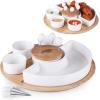 PICNIC TIME NFL Symphony Appetizer Serving Tray Set, Party Platter Set, Appetizer Plate, (Bamboo & White Ceramic)(Buffalo Bills)