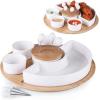 PICNIC TIME NFL Symphony Appetizer Serving Tray Set, Party Platter Set, Appetizer Plate, (Bamboo & White Ceramic)(Los Angeles Chargers)