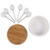 PICNIC TIME NFL Symphony Appetizer Serving Tray Set, Party Platter Set, Appetizer Plate, (Bamboo & White Ceramic)(Los Angeles Chargers)