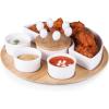PICNIC TIME NFL Symphony Appetizer Serving Tray Set, Party Platter Set, Appetizer Plate, (Bamboo & White Ceramic)(Minnesota Vikings)