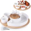 PICNIC TIME NFL Symphony Appetizer Serving Tray Set, Party Platter Set, Appetizer Plate, (Bamboo & White Ceramic)(New York Jets)