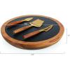 PICNIC TIME NFL Unisex-Adult NFL Insignia – Acacia and Slate Serving Board with Cheese Tools(Acacia Wood & Slate Black with Gold Accents)