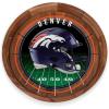 PICNIC TIME NFL Barista Serving Tray with Glass Insert, Round Acacia Wood Cheese Board, Serving Platter with Handles, (Acacia Wood)(Denver Broncos)