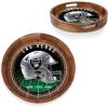 PICNIC TIME NFL Barista Serving Tray with Glass Insert, Round Acacia Wood Cheese Board, Serving Platter with Handles, (Acacia Wood)(Las Vegas Raiders)