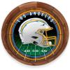 PICNIC TIME NFL Barista Serving Tray with Glass Insert, Round Acacia Wood Cheese Board, Serving Platter with Handles, (Acacia Wood)(Los Angeles Chargers)