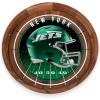 PICNIC TIME NFL Barista Serving Tray with Glass Insert, Round Acacia Wood Cheese Board, Serving Platter with Handles, (Acacia Wood)(New York Jets)