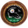PICNIC TIME NFL Barista Serving Tray with Glass Insert, Round Acacia Wood Cheese Board, Serving Platter with Handles, (Acacia Wood)(Pittsburgh Steelers)