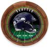 PICNIC TIME NFL Barista Serving Tray with Glass Insert, Round Acacia Wood Cheese Board, Serving Platter with Handles, (Acacia Wood)(Seattle Seahawks)