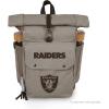 PICNIC TIME NFL Carmel Roll Top Picnic Backpack Cooler, Canvas Cooler Bag, Picnic Basket Set with Cooler Backpack, (Gray)(Las Vegas Raiders)
