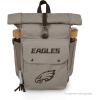 PICNIC TIME NFL Carmel Roll Top Picnic Backpack Cooler, Canvas Cooler Bag, Picnic Basket Set with Cooler Backpack, (Gray)(Philadelphia Eagles)