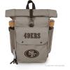 PICNIC TIME NFL Carmel Roll Top Picnic Backpack Cooler, Canvas Cooler Bag, Picnic Basket Set with Cooler Backpack, (Gray)(San Francisco 49ers)