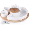 PICNIC TIME NFL Symphony Appetizer Serving Tray Set, Party Platter Set, Appetizer Plate, (Bamboo & White Ceramic)(Arizona Cardinals)