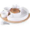 PICNIC TIME NFL Symphony Appetizer Serving Tray Set, Party Platter Set, Appetizer Plate, (Bamboo & White Ceramic)(Green Bay Packers)