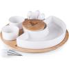 PICNIC TIME NFL Symphony Appetizer Serving Tray Set, Party Platter Set, Appetizer Plate, (Bamboo & White Ceramic)(Houston Texans)