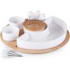 PICNIC TIME NFL Symphony Appetizer Serving Tray Set, Party Platter Set, Appetizer Plate, (Bamboo & White Ceramic)(Los Angeles Chargers)