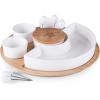 PICNIC TIME NFL Symphony Appetizer Serving Tray Set, Party Platter Set, Appetizer Plate, (Bamboo & White Ceramic)(Minnesota Vikings)