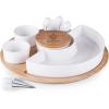PICNIC TIME NFL Symphony Appetizer Serving Tray Set, Party Platter Set, Appetizer Plate, (Bamboo & White Ceramic)(New Orleans Saints)