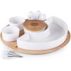 PICNIC TIME NFL Symphony Appetizer Serving Tray Set, Party Platter Set, Appetizer Plate, (Bamboo & White Ceramic)(New York Jets)
