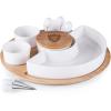 PICNIC TIME NFL Symphony Appetizer Serving Tray Set, Party Platter Set, Appetizer Plate, (Bamboo & White Ceramic)(Oakland Raiders)
