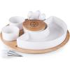 PICNIC TIME NFL Symphony Appetizer Serving Tray Set, Party Platter Set, Appetizer Plate, (Bamboo & White Ceramic)(Pittsburgh Steelers)