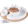 PICNIC TIME NFL Symphony Appetizer Serving Tray Set, Party Platter Set, Appetizer Plate, (Bamboo & White Ceramic)(Seattle Seahawks)