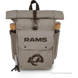 PICNIC TIME NFL Carmel Roll Top Picnic Backpack Cooler, Canvas Cooler Bag, Picnic Basket Set with Cooler Backpack, (Gray)(Los Angeles Rams)