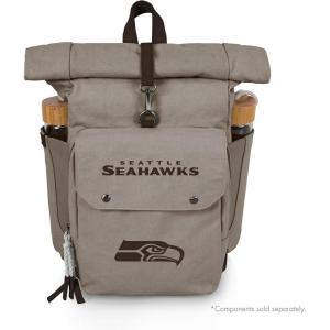 PICNIC TIME NFL Carmel Roll Top Picnic Backpack Cooler, Canvas Cooler Bag, Picnic Basket Set with Cooler Backpack, (Gray)(Seattle Seahawks)