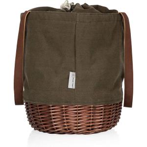 PICNIC TIME NFL Coronado Canvas and Willow Basket Tote, Picnic Tote Bag, Beach Tote, (Khaki Green with Beige Accents)(Washington Commanders)