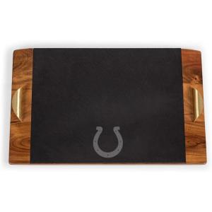 PICNIC TIME NFL Covina – Acacia and Slate Serving Tray, (Acacia Wood & Slate Black with Gold Accents), (Acacia Wood & Slate Black with Gold Accents)(Indianapolis Colts)
