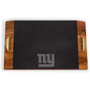 PICNIC TIME NFL Covina – Acacia and Slate Serving Tray, (Acacia Wood & Slate Black with Gold Accents), (Acacia Wood & Slate Black with Gold Accents)(New York Giants)