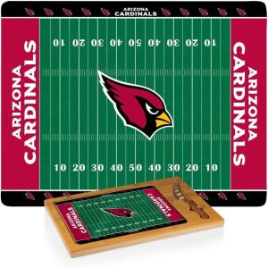 PICNIC TIME NFL Football Field Icon Glass Top Cutting Board & Knife Set, (Parawood & Bamboo)(Arizona Cardinals)