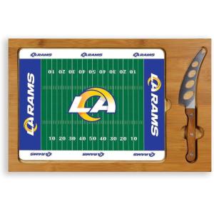 PICNIC TIME NFL Football Field Icon Glass Top Cutting Board & Knife Set, (Parawood & Bamboo)(Los Angeles Rams)