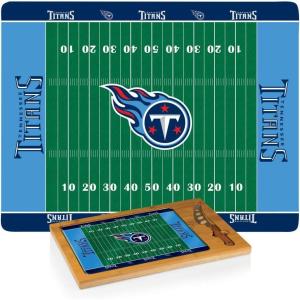 PICNIC TIME NFL Football Field Icon Glass Top Cutting Board & Knife Set, (Parawood & Bamboo)(Tennessee Titans)